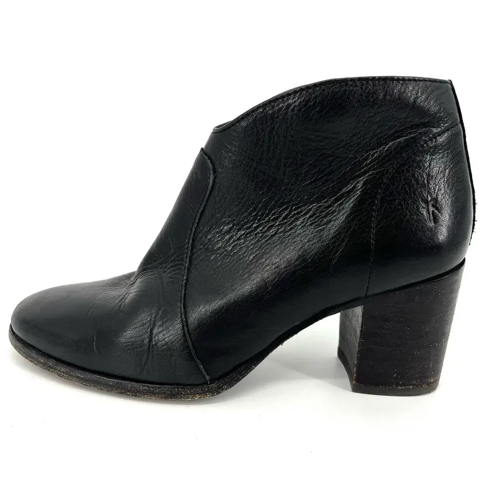 Women FRYE‎ Black Leather Nora Omaha Western Ankle Boot (7B)